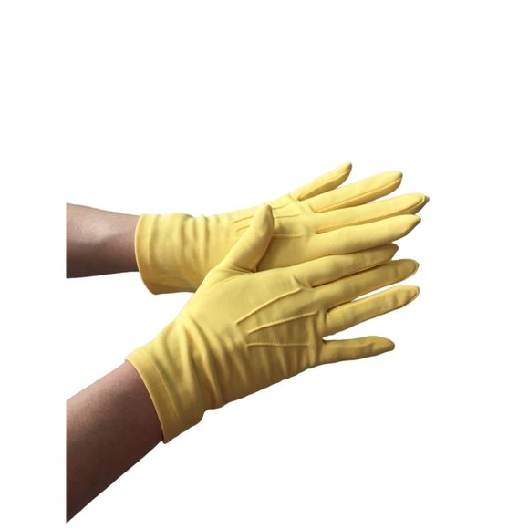 Pretty Yellow Short Gloves True Vintage Accessory Made in Japan - Picture 1 of 7